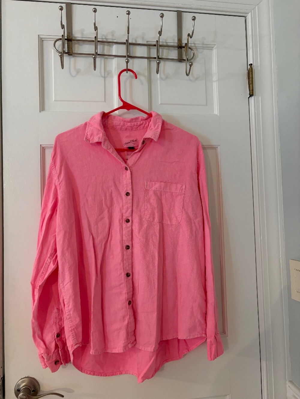 Bright Pink Long Sleeve Button-Down Shirt